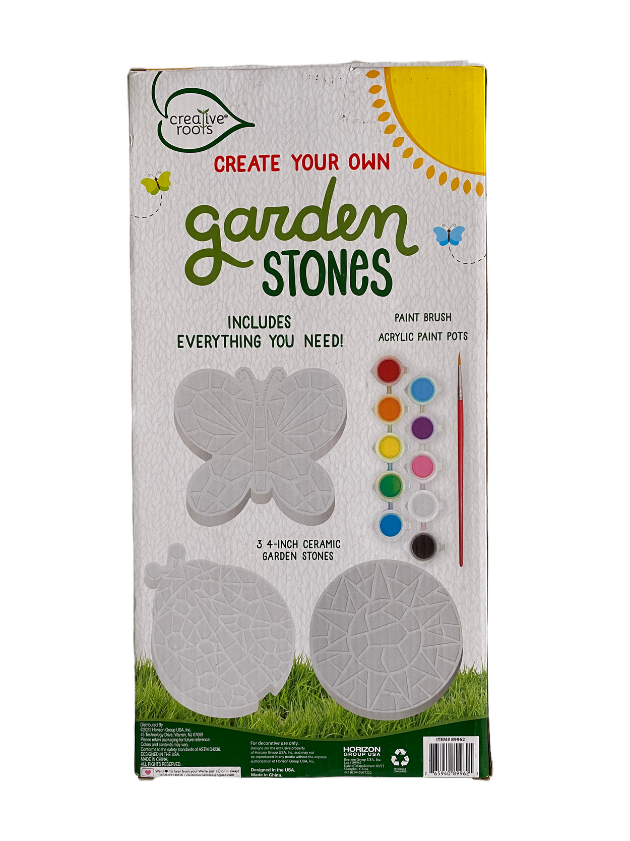Paint Your Own Stepping Stones, 5-pack Diy Ceramic Painting Kit For Kids,  Outdoor Garden Art & Craft Painting Set For Boys & Girls Ages 3-12,  Butterfl